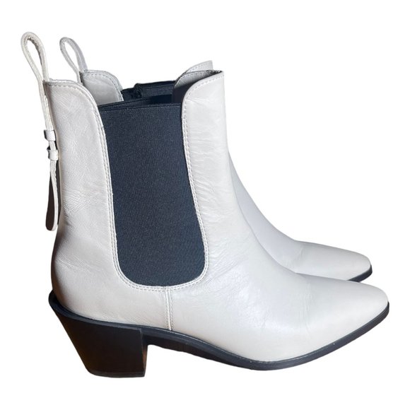 Frame White Leather Boots Booties - Picture 1 of 8